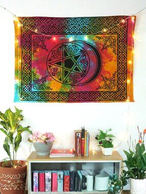 Oussum Wall Hanging Cotton tie-dye multicolor Pentagram Poster Tapestry